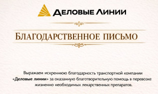 Выражаем благодарность транспортной компании "Деловые линии".